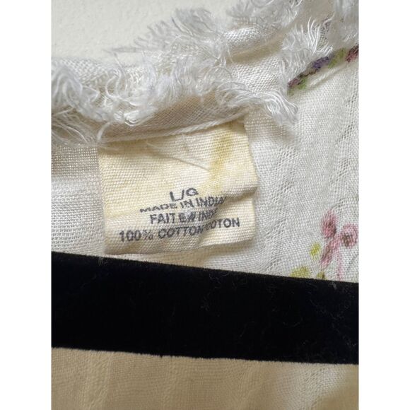 RALPH LAUREN DENIM & SUPPLY Floral Lace Up Peasant Blouse Ruffles, Sz L - Picture 7 of 9